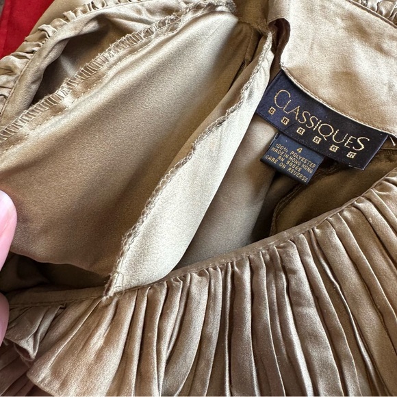 Vintage 90s Y2K Statement Collar Blouse Ruffle Shawl Top Sage Green Womens 4 - Picture 9 of 9